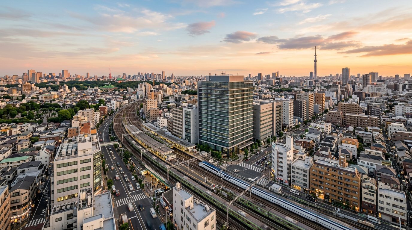 本社のある東京都荒川区東日暮里周辺の街並み